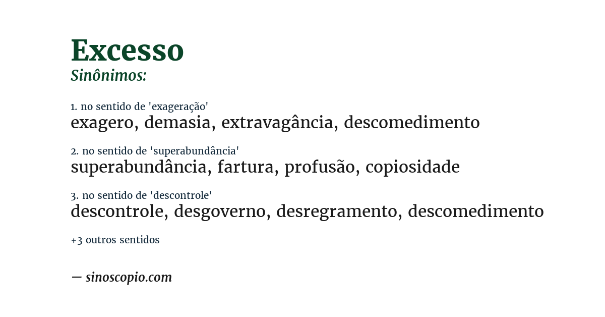 Sinônimo de excesso