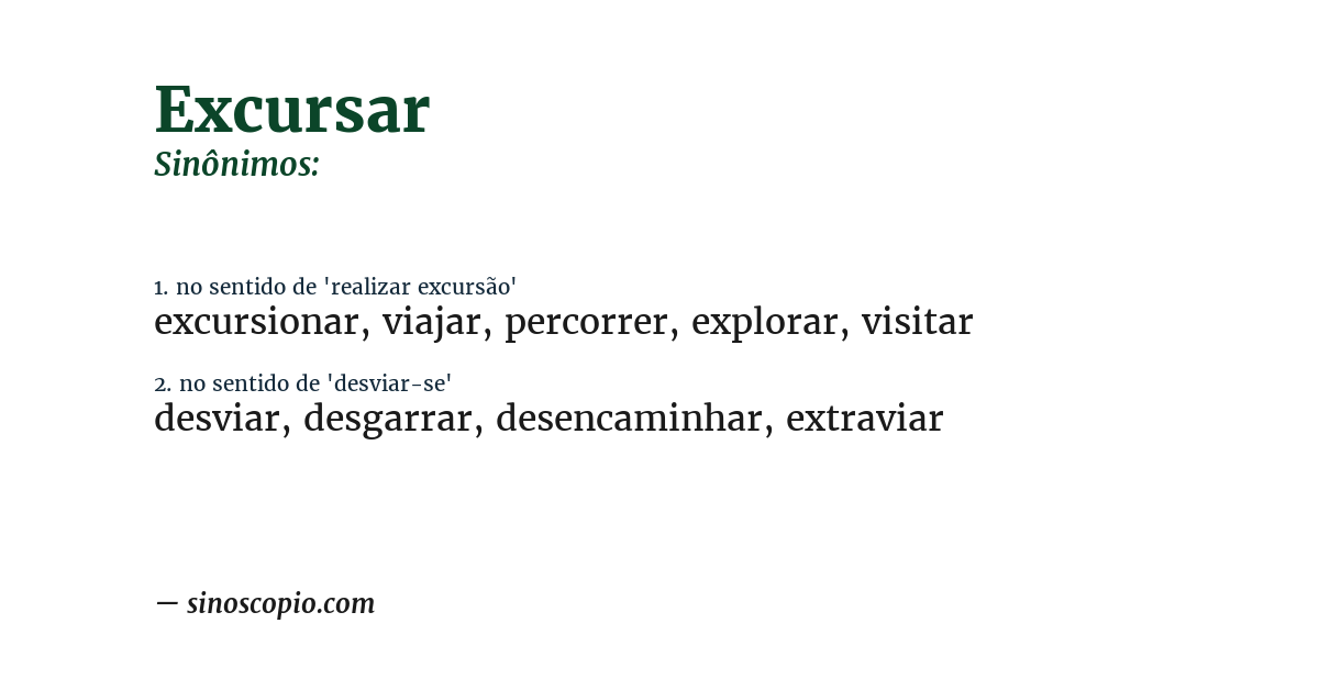 Sinônimo de excursar