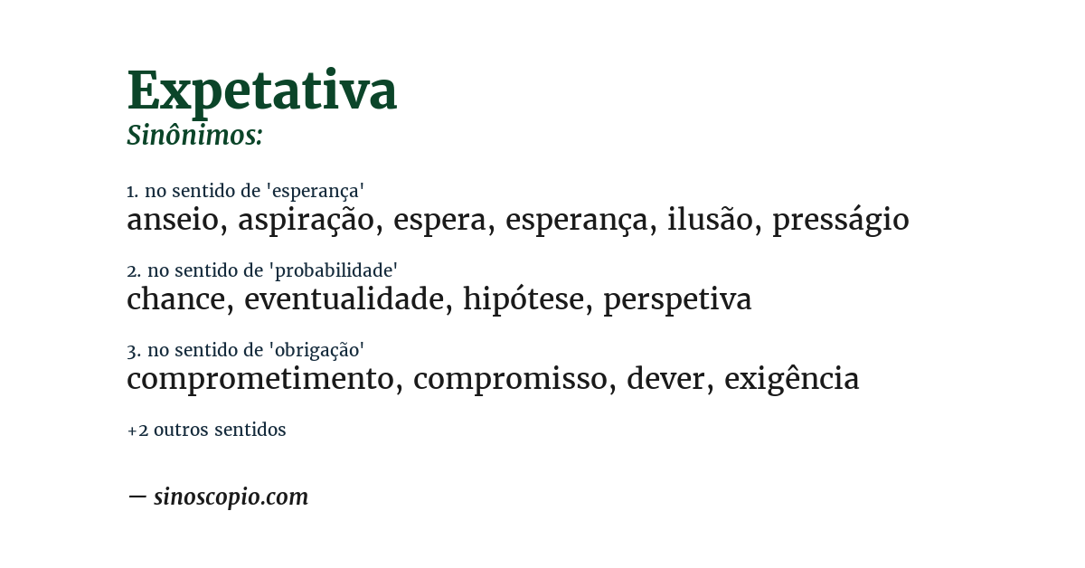 Sinônimo de expetativa