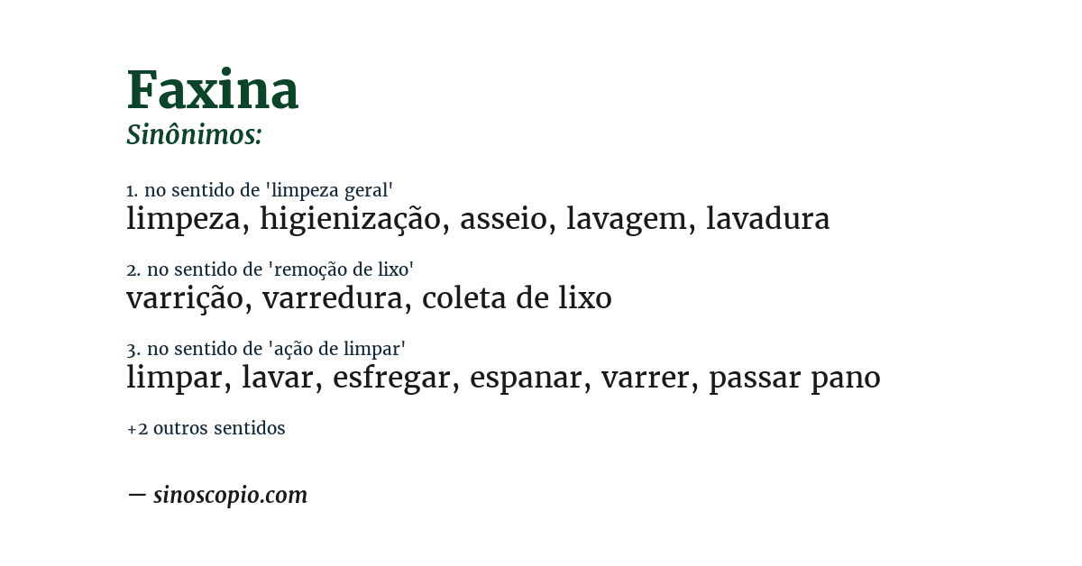 Sinônimo de faxina