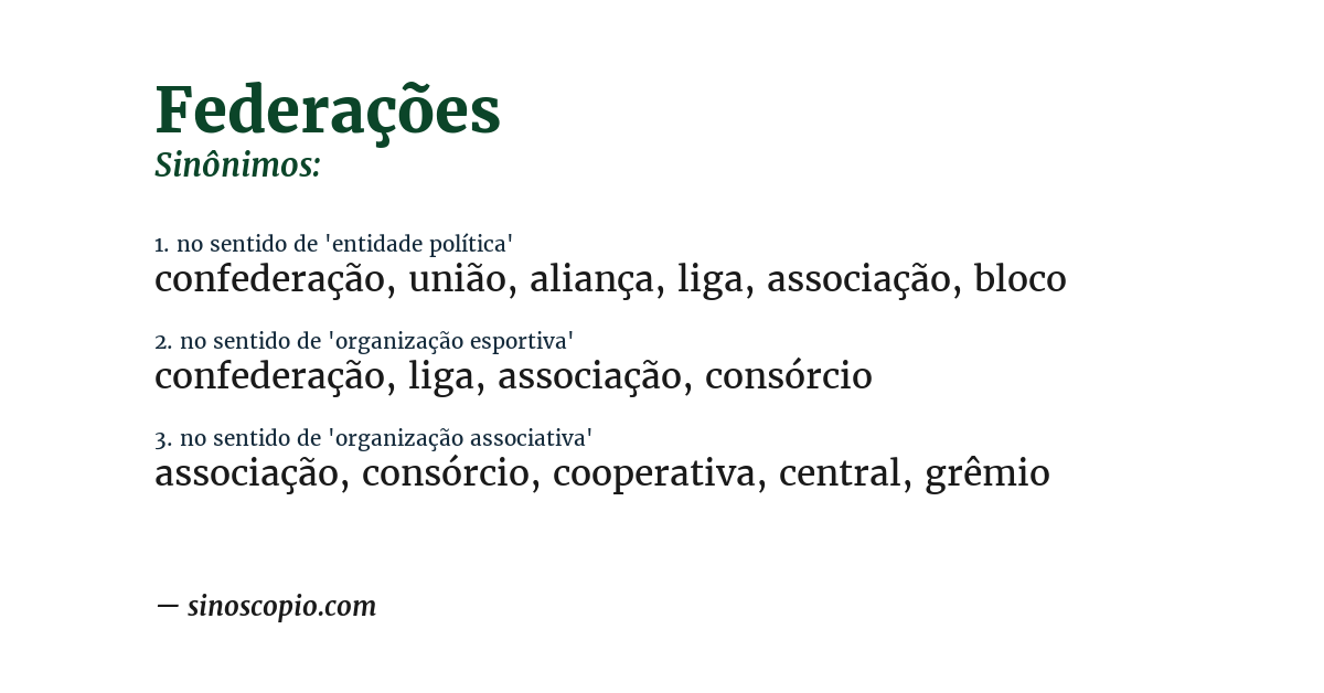 Sinônimo de federações
