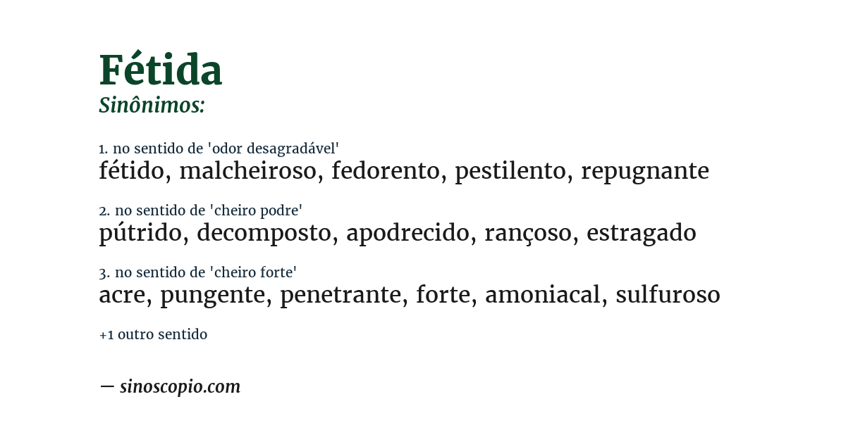 Sinônimo de fétida