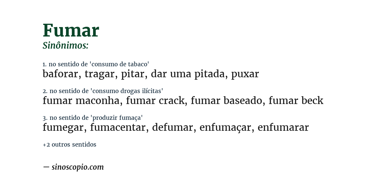 Sinônimo de fumar