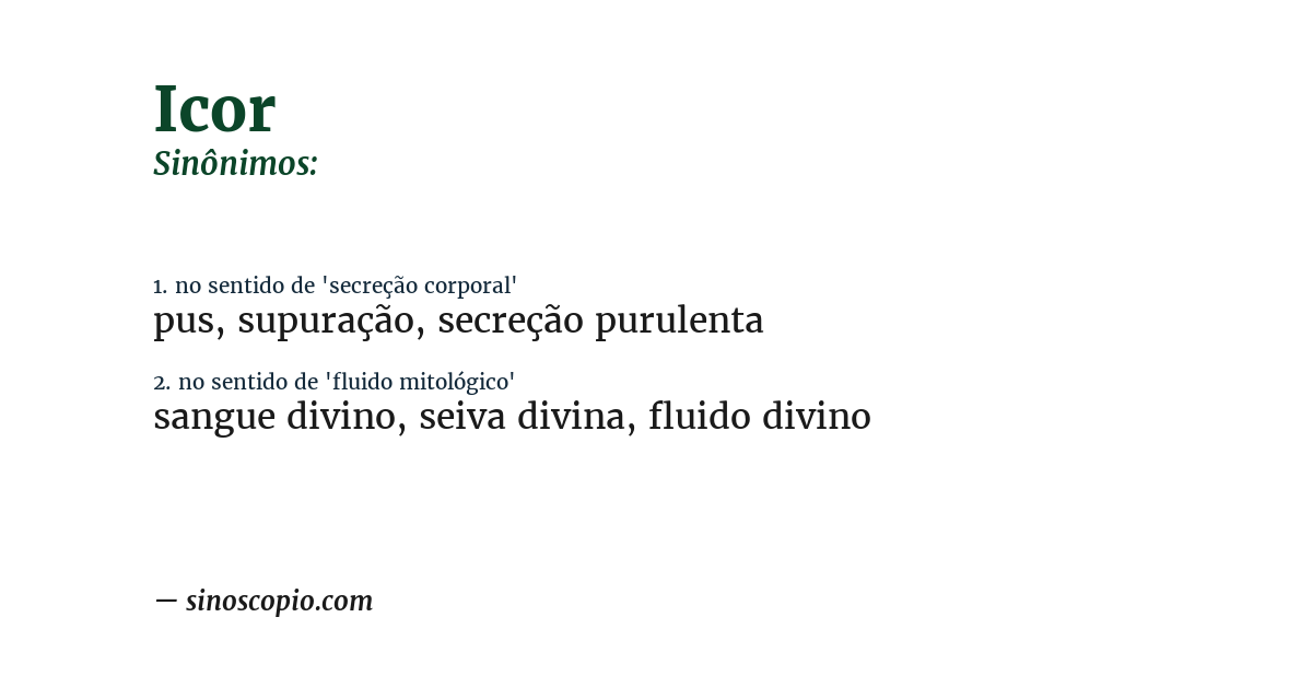 Sinônimo de icor