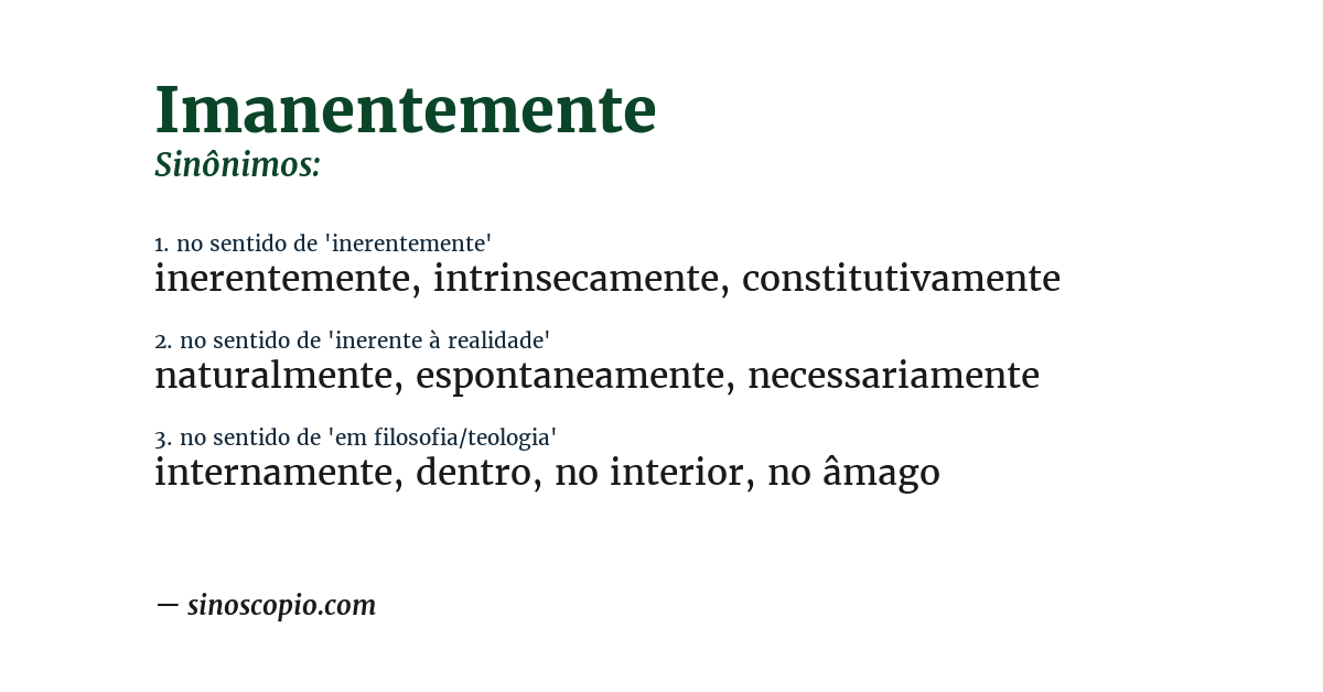 Sinônimo de imanentemente