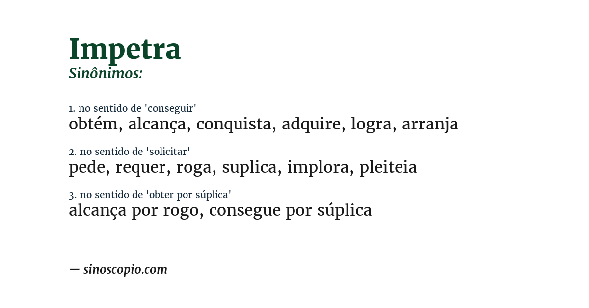 Sinônimo de impetra