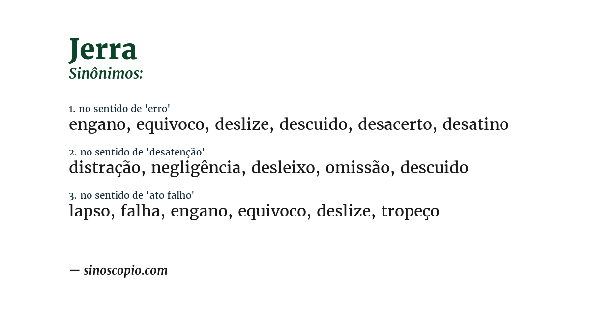 Sinônimo de jerra