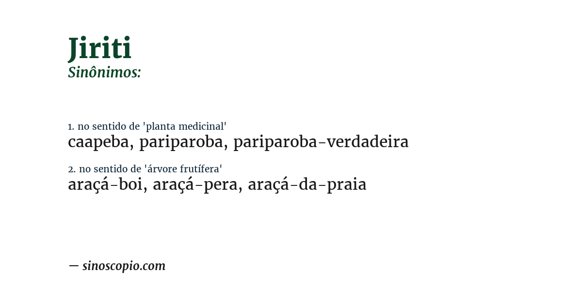 Sinônimo de jiriti
