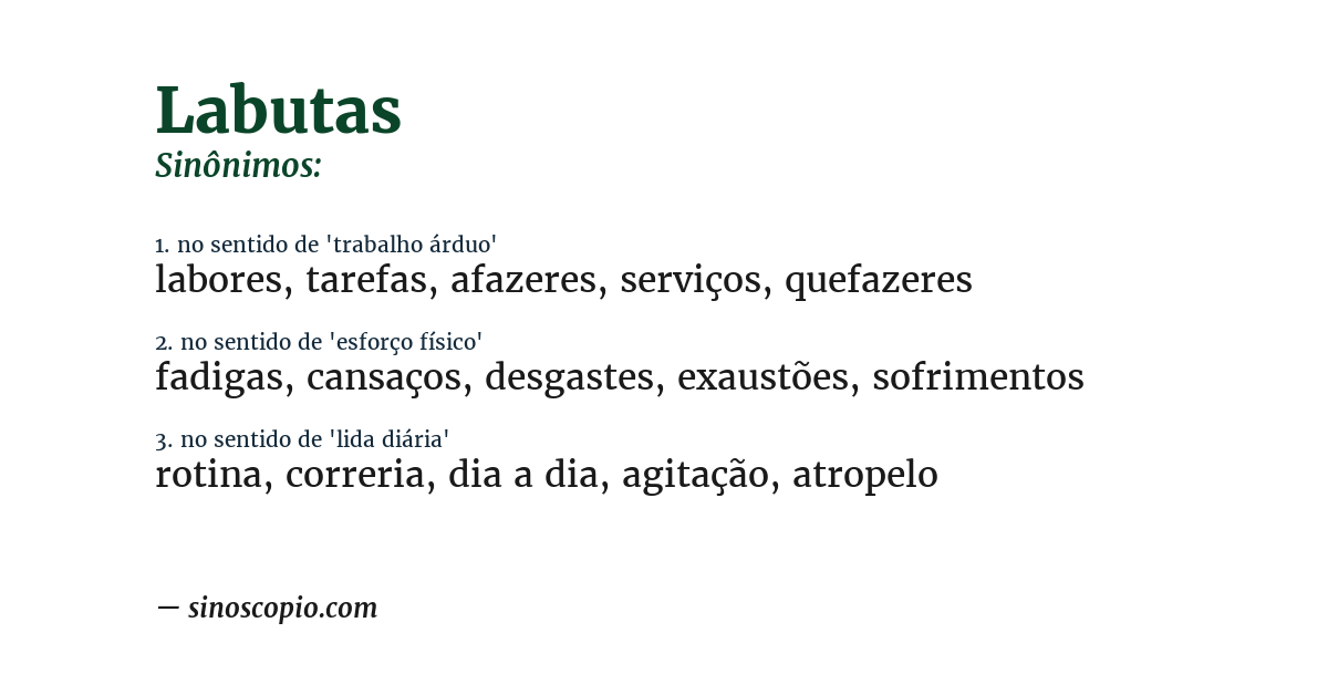 Sinônimo de labutas