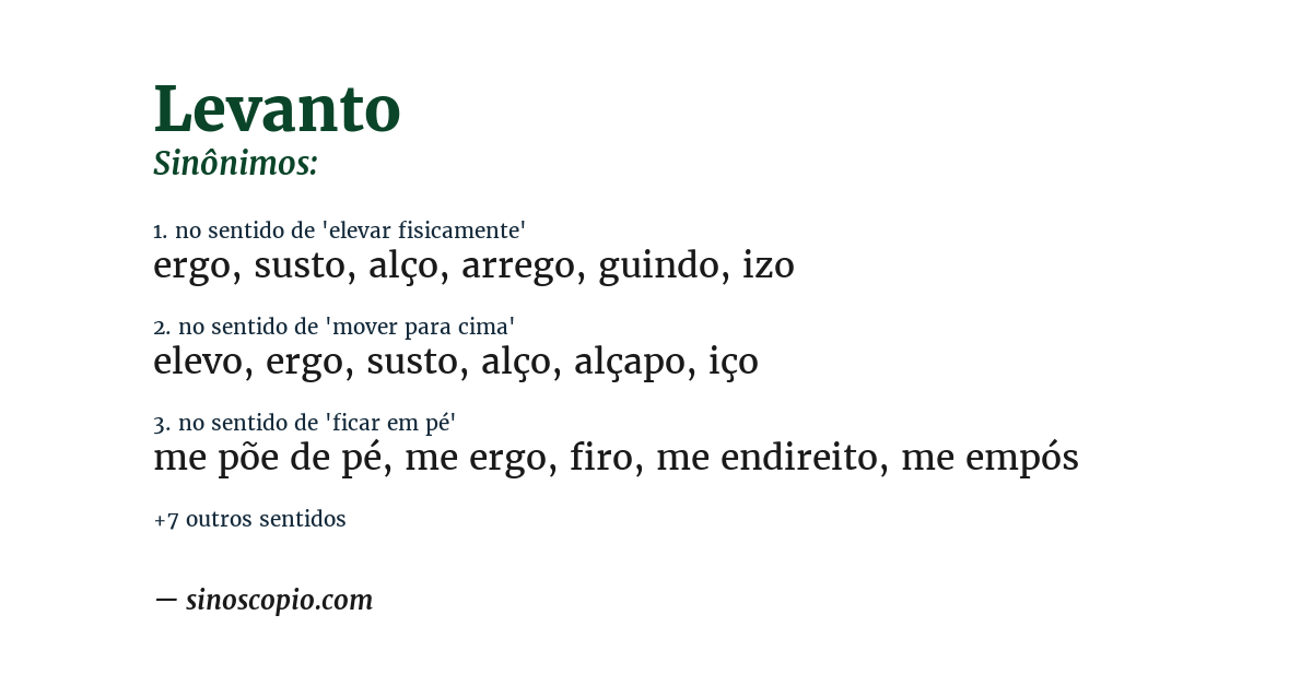 Sinônimo de levanto