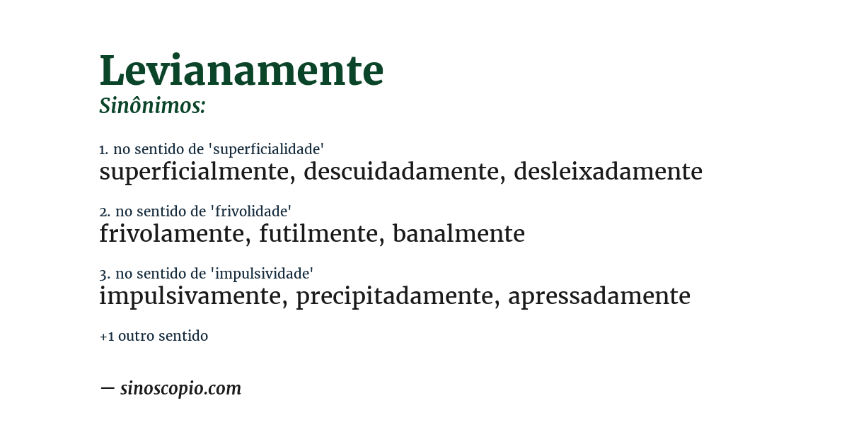 Sinônimo de levianamente