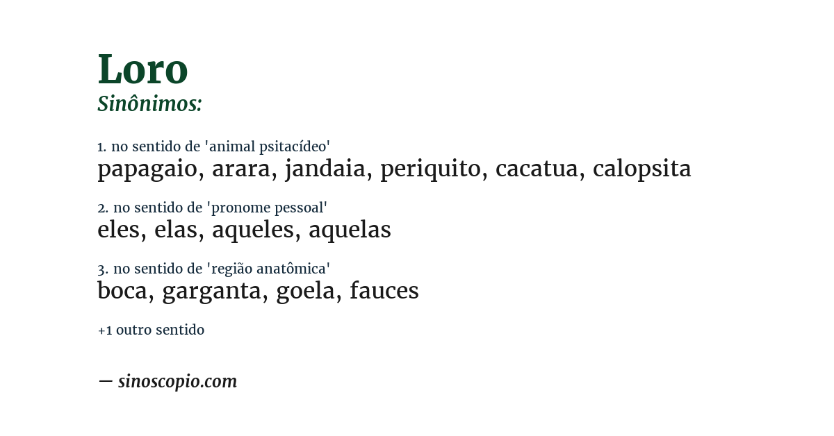 Sinônimo de loro