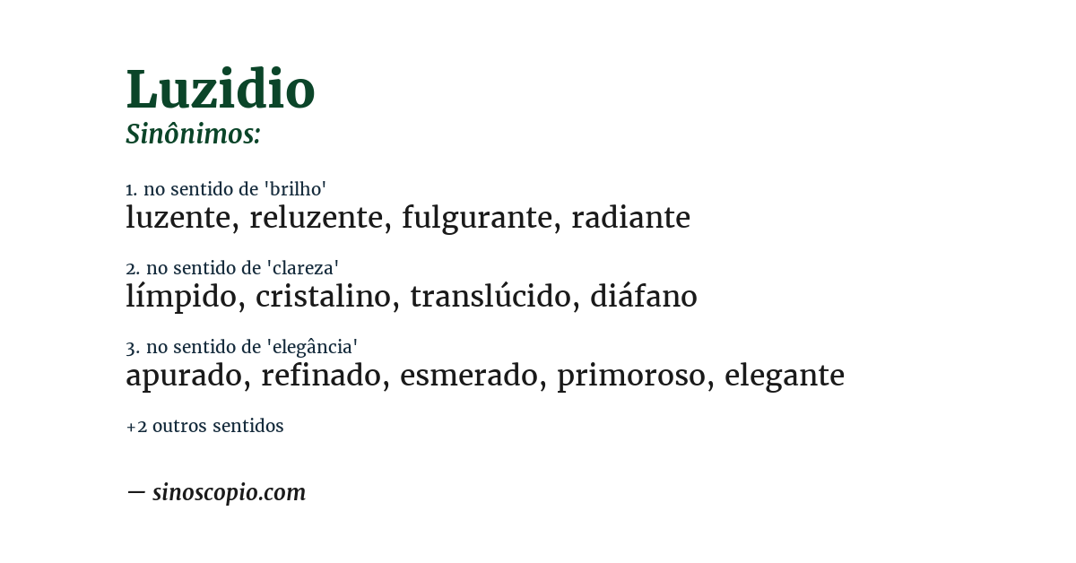 Sinônimo de luzidio
