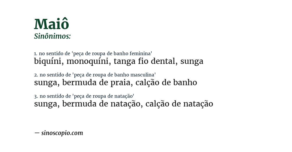 Sinônimo de maiô