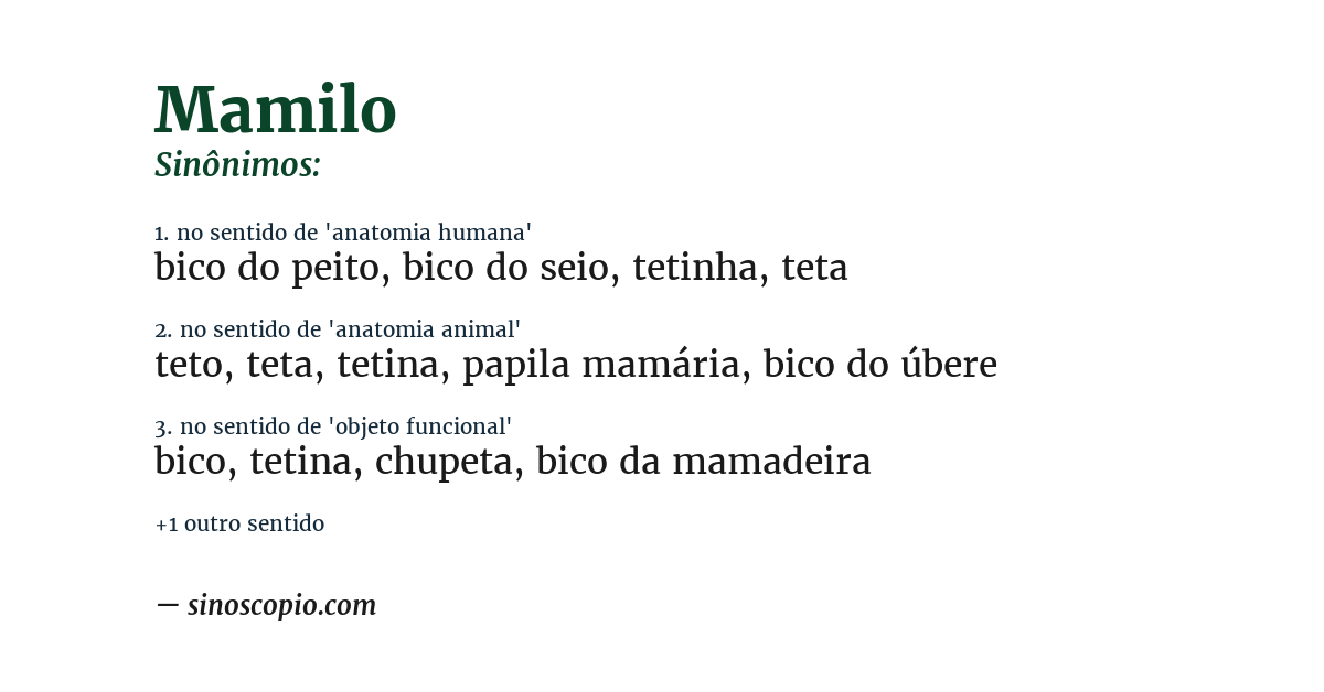 Sinônimo de mamilo