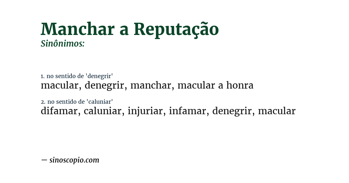 Sinônimo de manchar a reputação