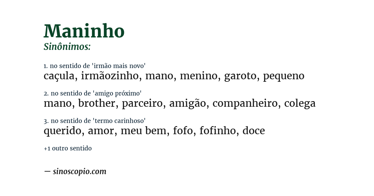 Sinônimo de maninho