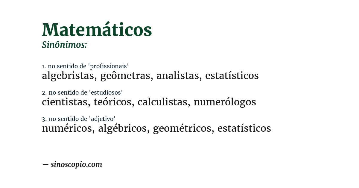 Sinônimo de matemáticos