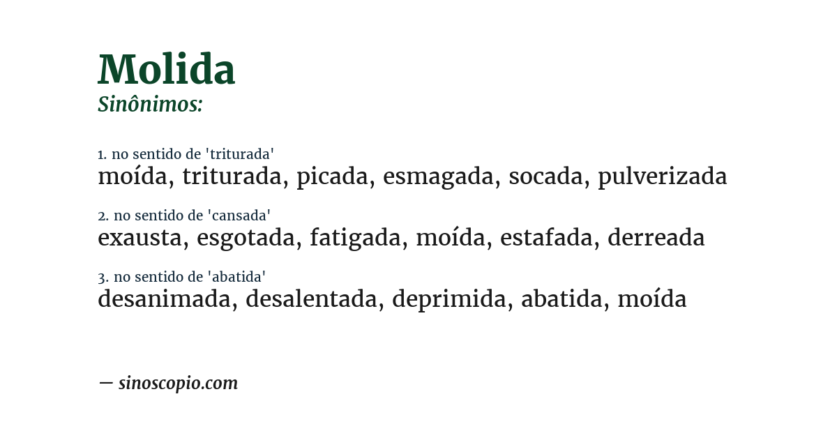 Sinônimo de molida