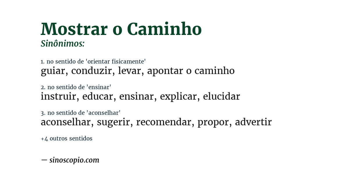 Sinônimo de mostrar o caminho