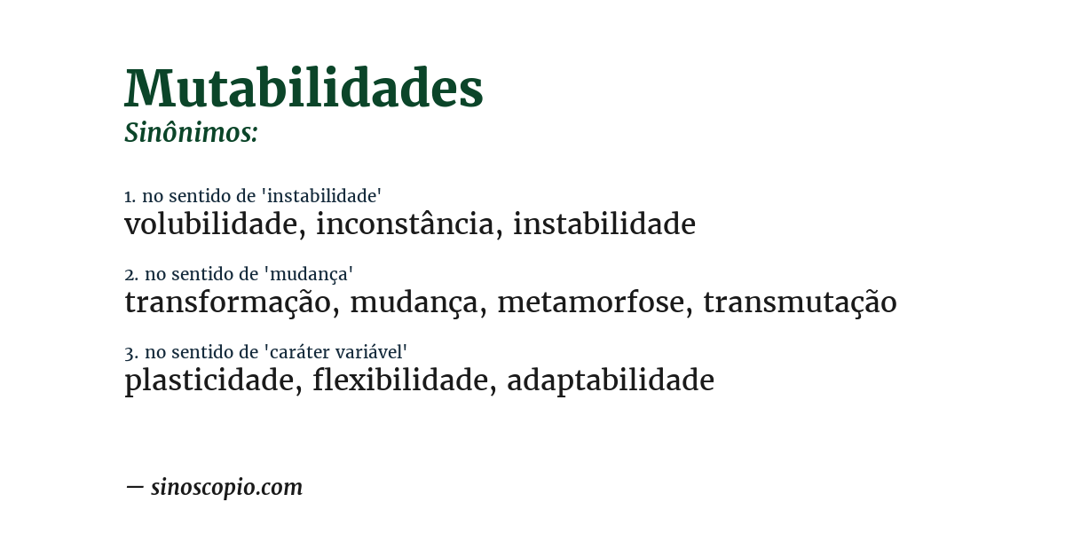Sinônimo de mutabilidades