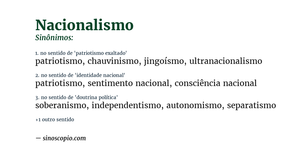 Sinônimo de nacionalismo