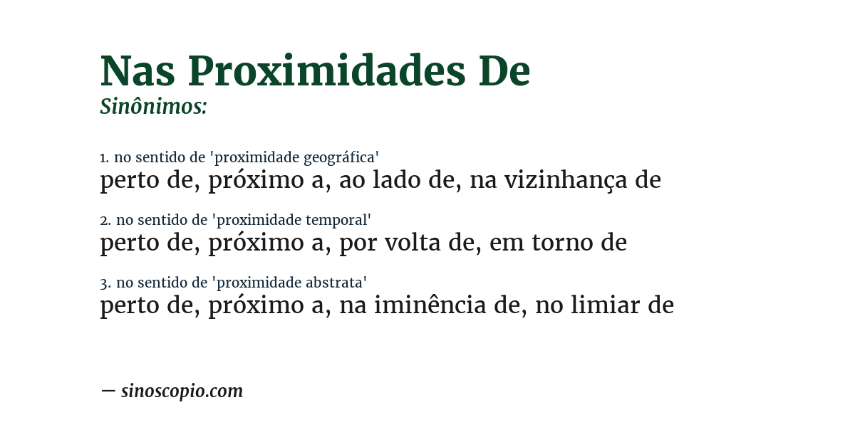 Sinônimo de nas proximidades de