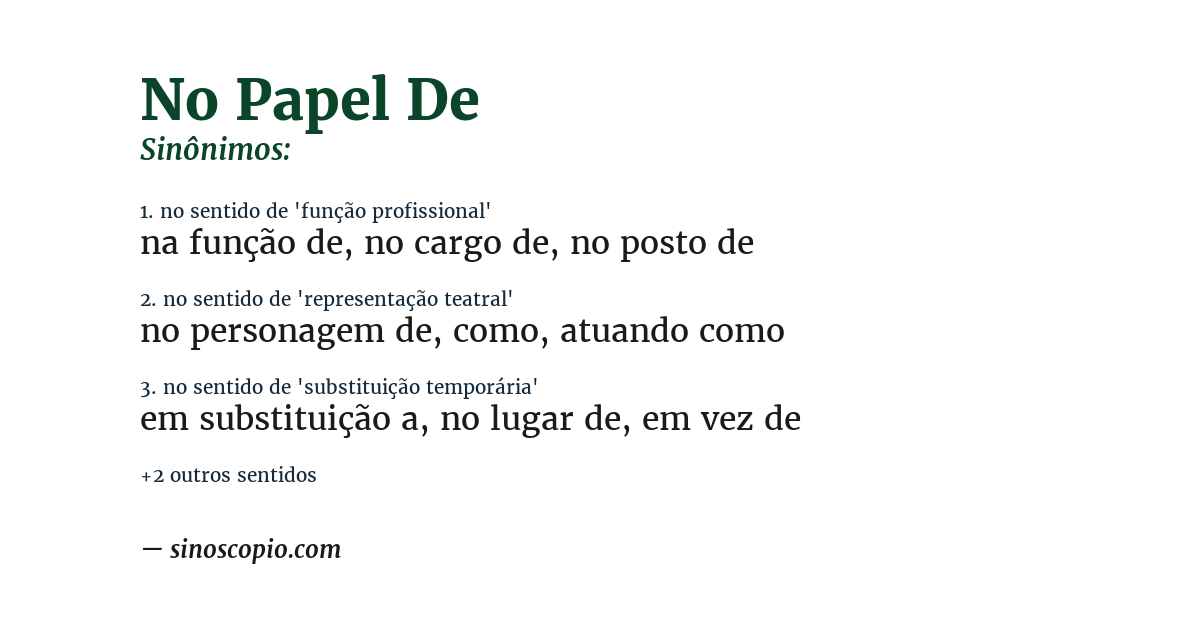 Sinônimo de no papel de