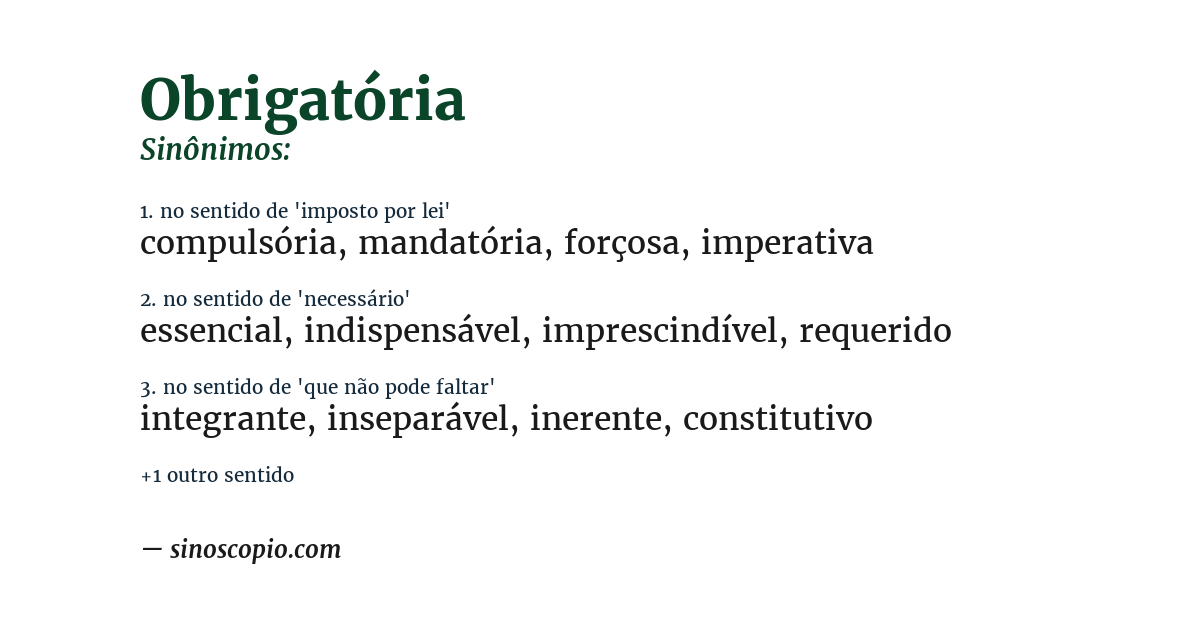 Sinônimo de obrigatória