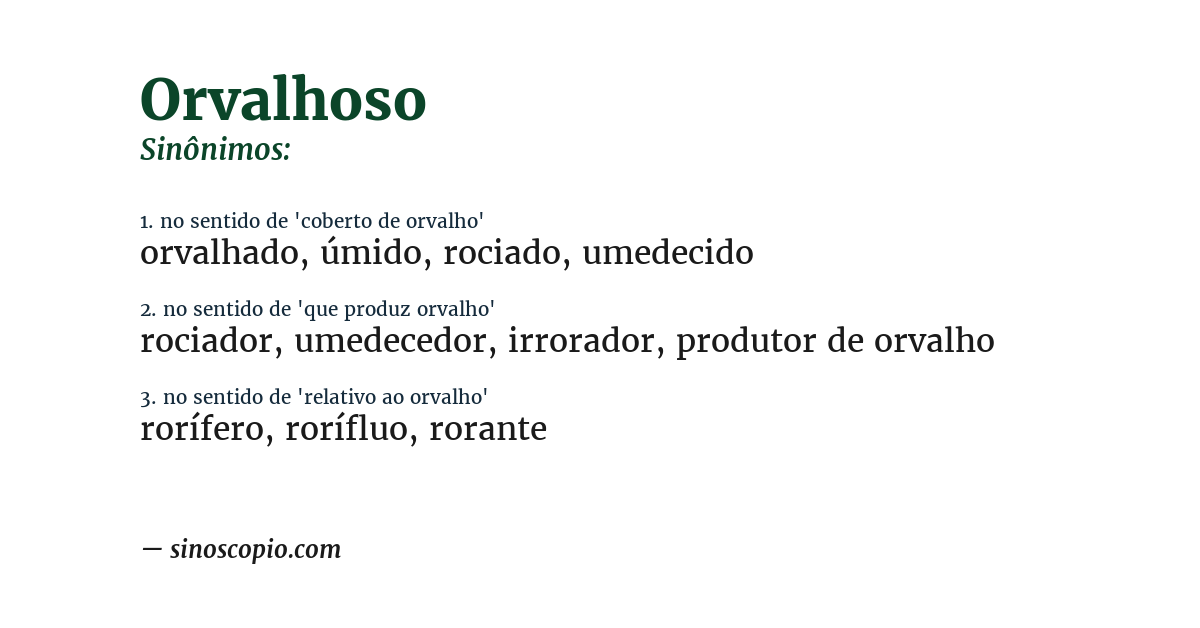 Sinônimo de orvalhoso