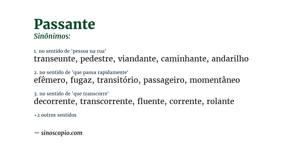 Sinônimo de passante