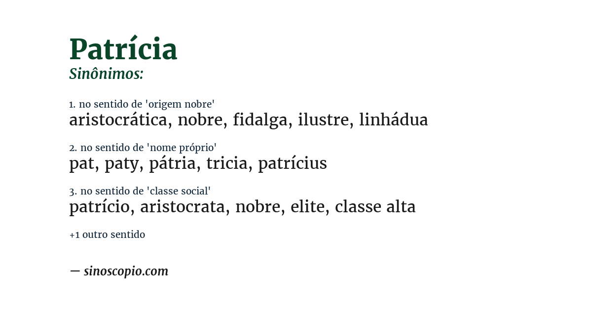 Sinônimo de patrícia
