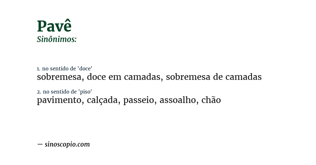 Sinônimo de pavê