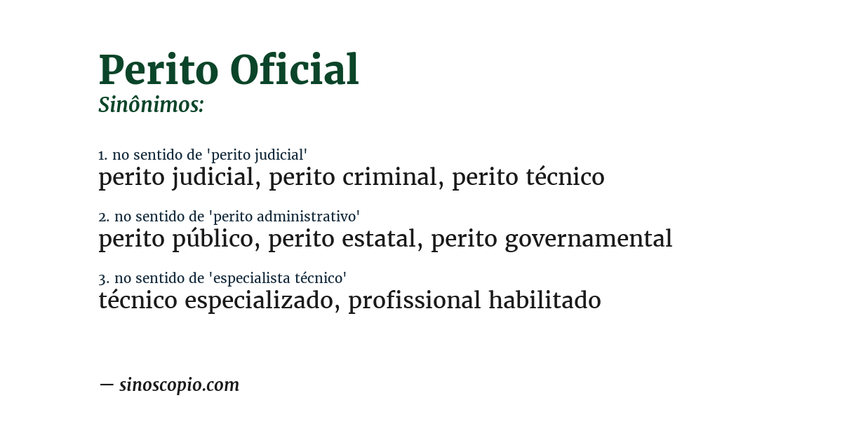 Sinônimo de perito oficial