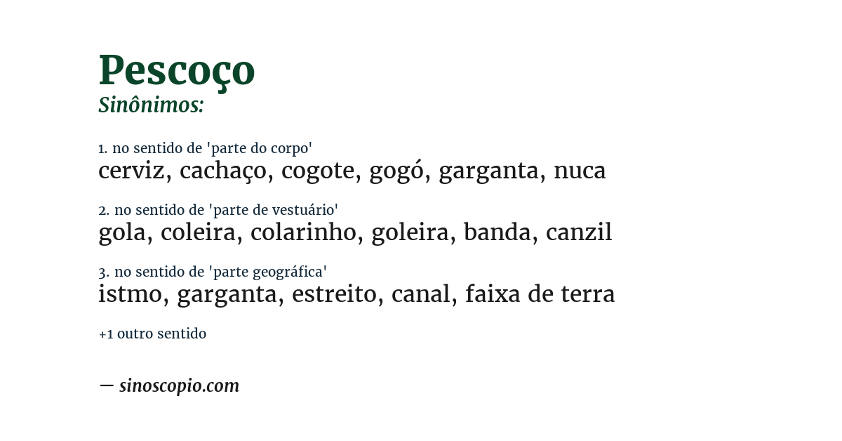 Sinônimo de pescoço