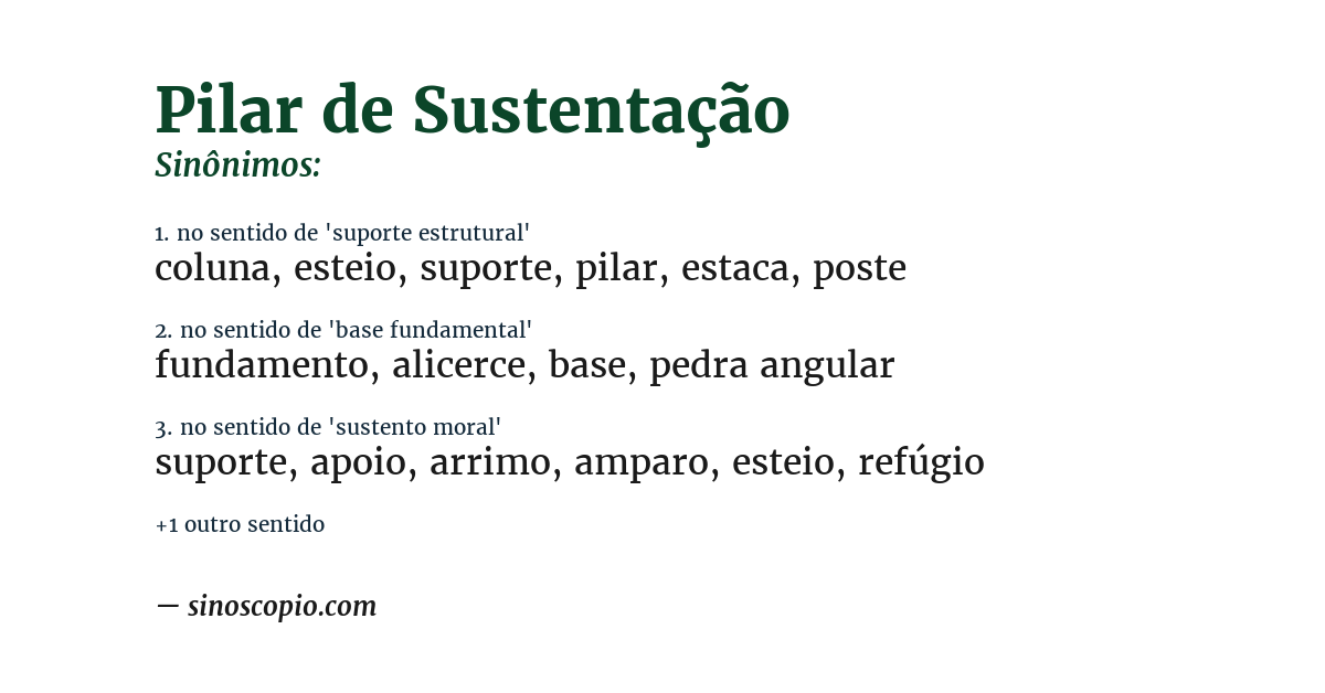 Sinônimo de pilar de sustentação