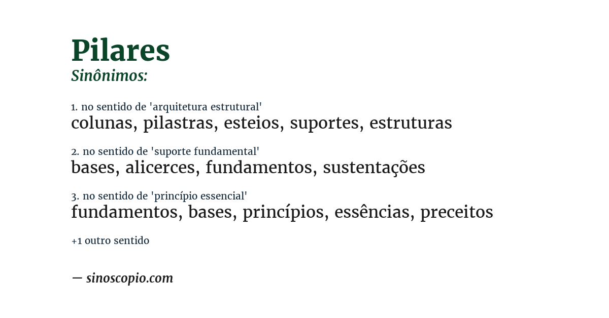 Sinônimo de pilares
