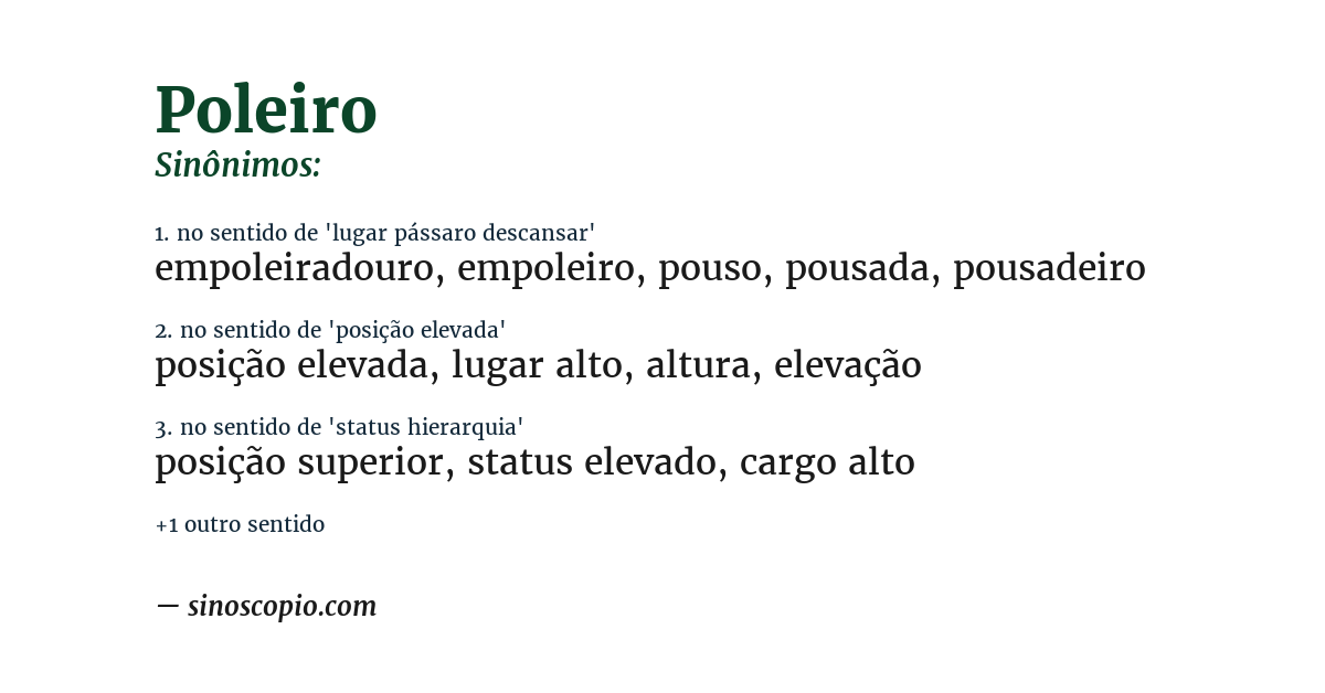 Sinônimo de poleiro