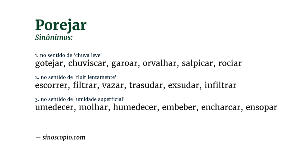 Sinônimo de porejar