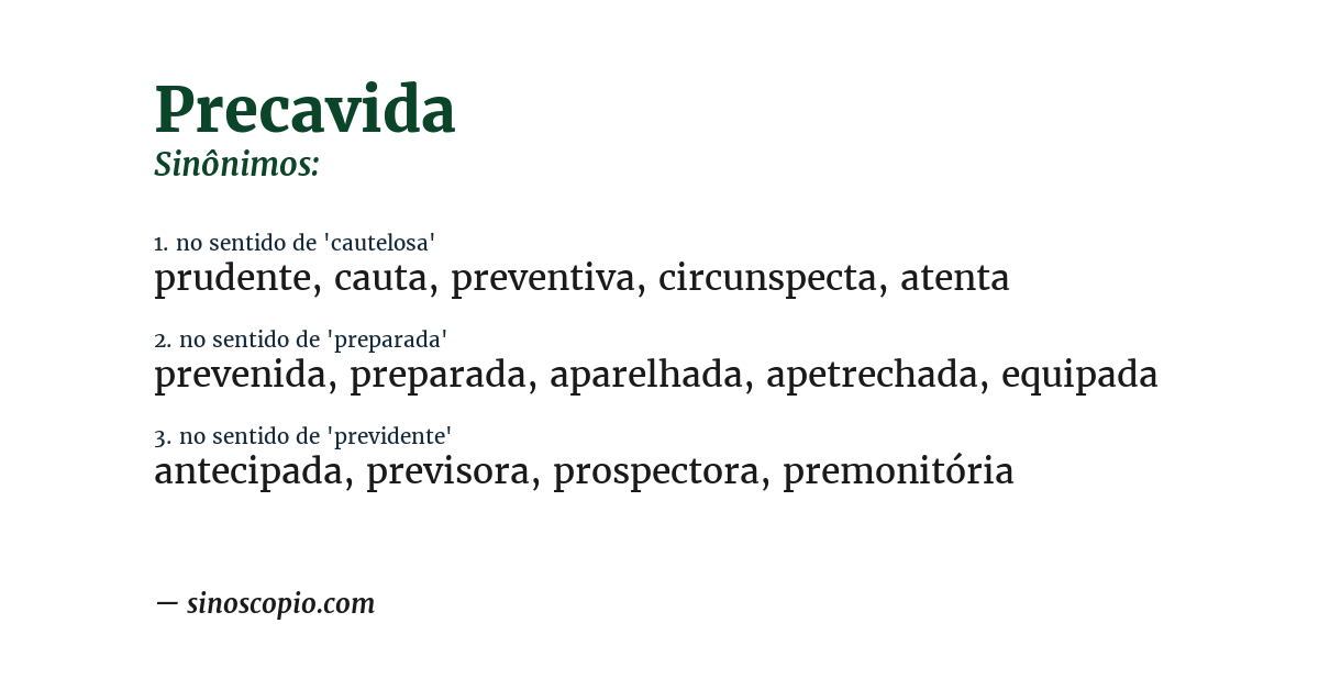 Sinônimo de precavida