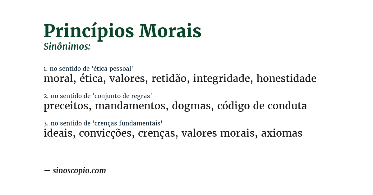 Sinônimo de princípios morais