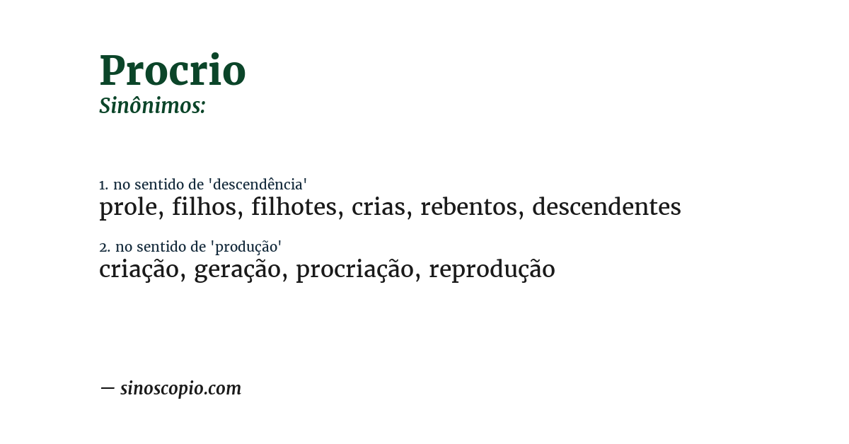Sinônimo de procrio