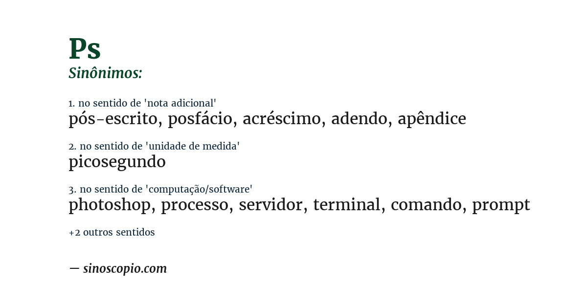 Sinônimo de ps