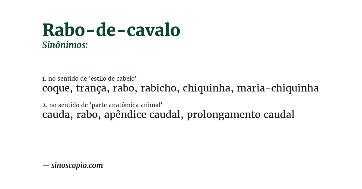 Sinônimo de rabo-de-cavalo