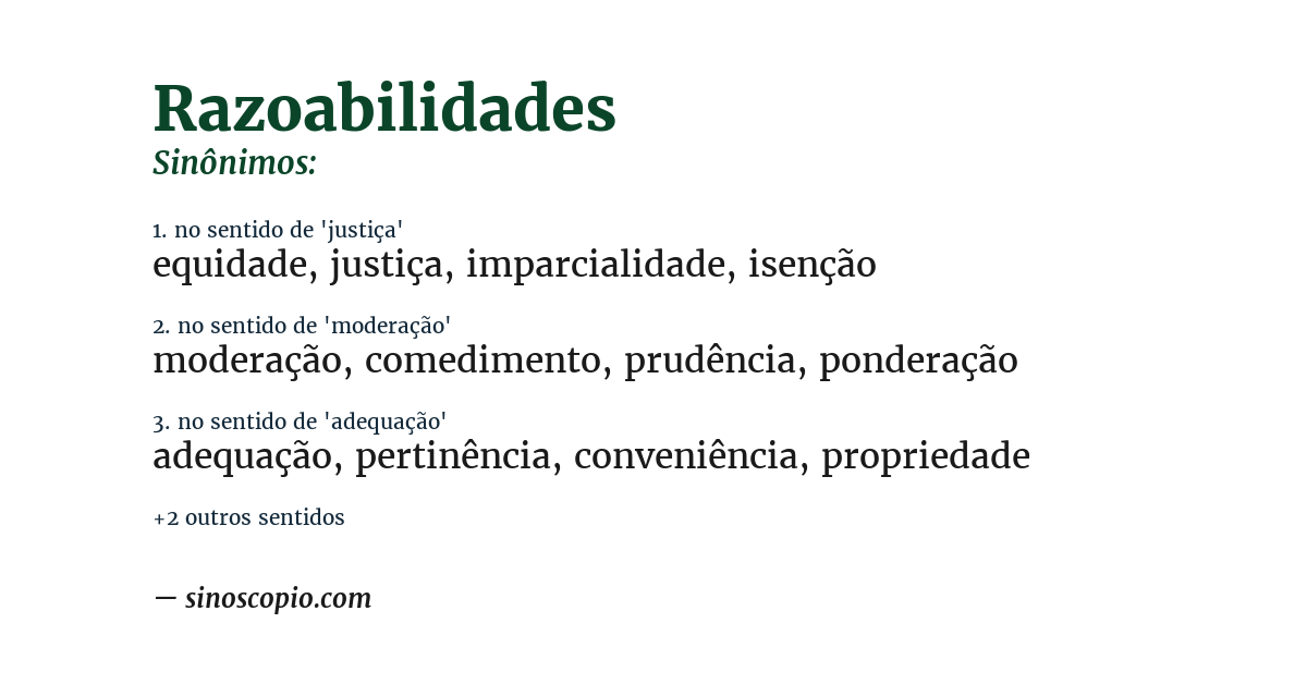 Sinônimo de razoabilidades