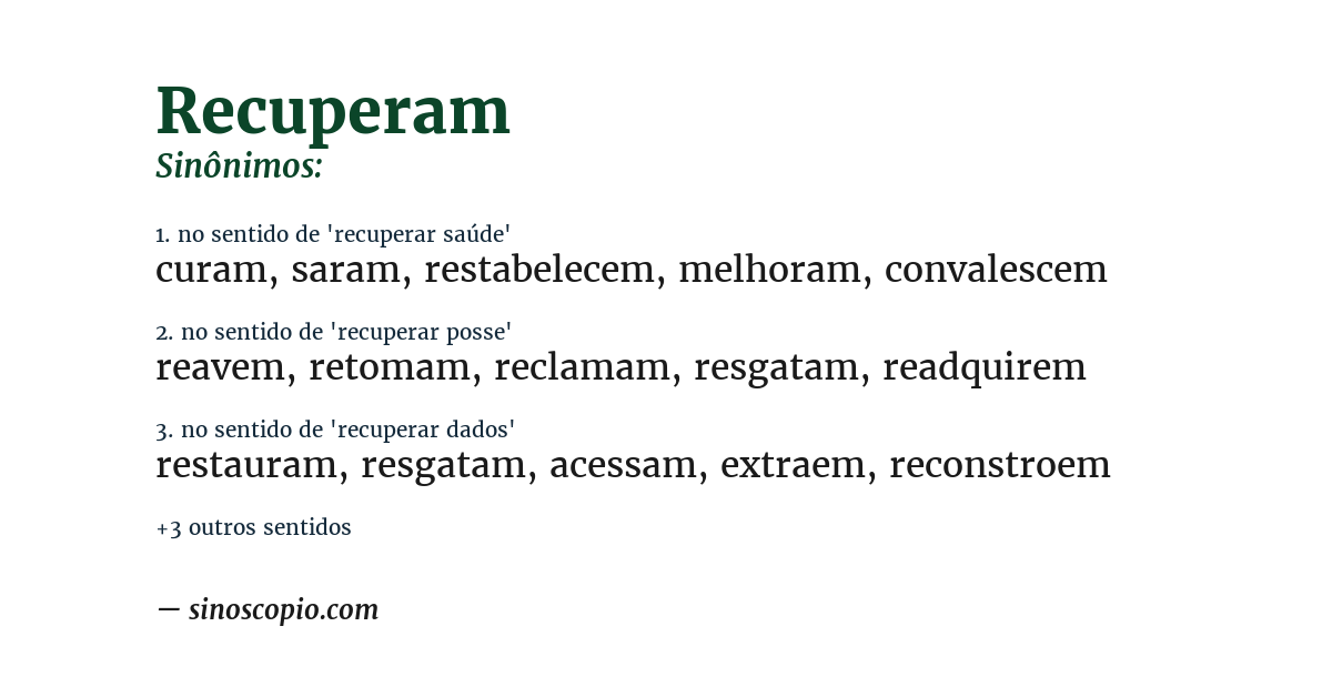 Sinônimo de recuperam