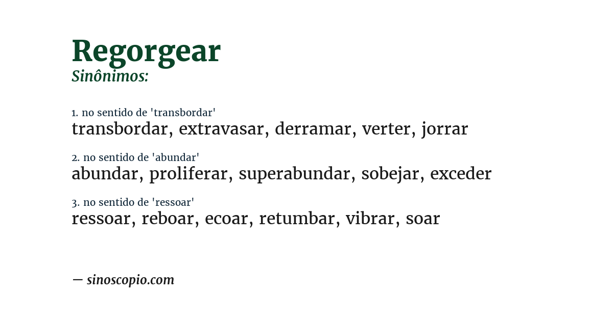 Sinônimo de regorgear