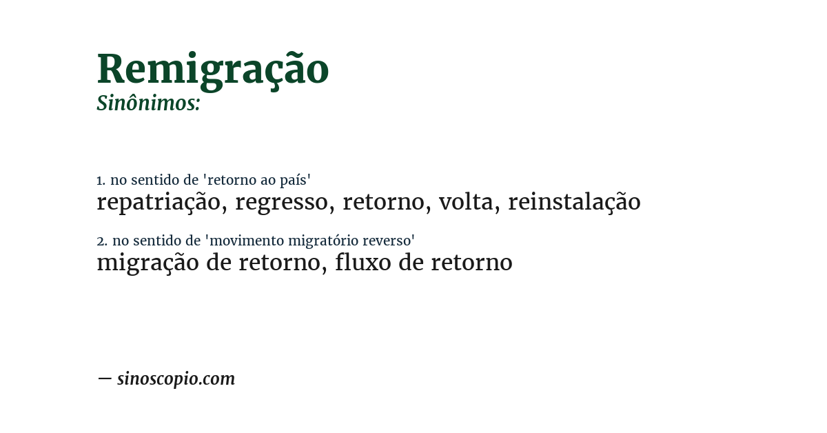 Sinônimo de remigração