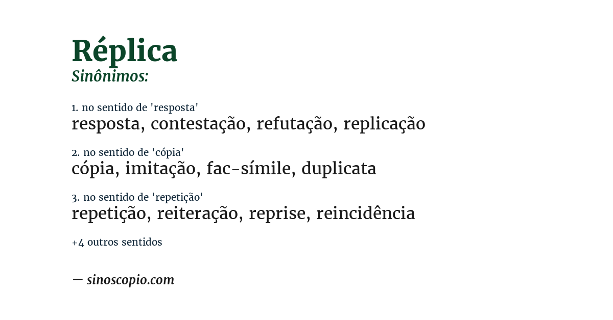 Sinônimo de réplica