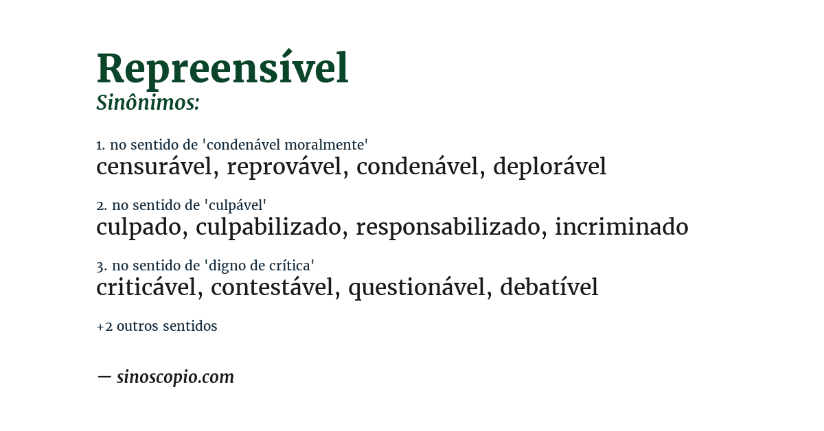 Sinônimo de repreensível